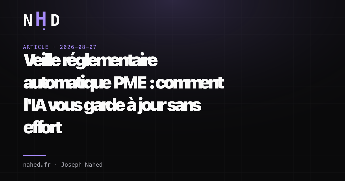 Tableau de bord de veille réglementaire automatique pour PME