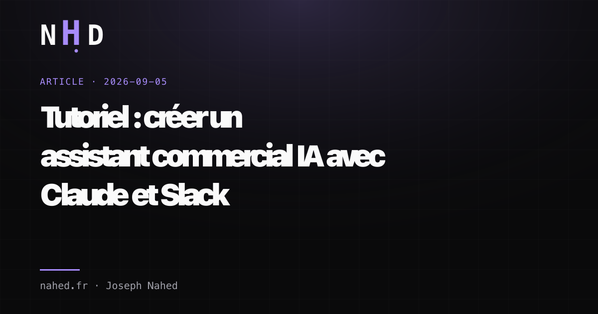 Illustration d'un assistant commercial IA reliant Claude à Slack pour accompagner une équipe de vente