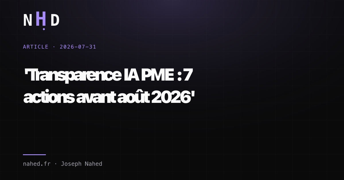 Tableau de pilotage des règles de transparence IA pour une PME